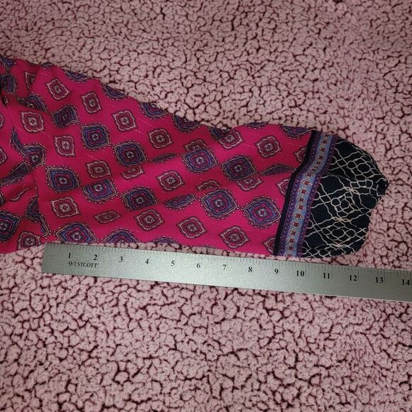 Ruby Rd Womens Size L Large Fuschia Black Mandala Top Tassels V Neck - Picture 3 of 15